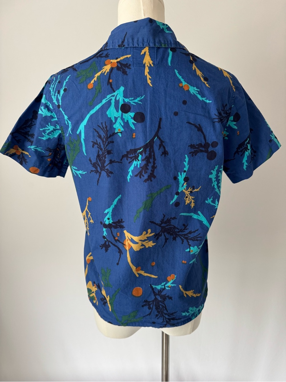 Topo Designs Camp Shirt Blue Kelp Seaweed Print Short Sleeve Button Up XS - Picture 3 of 4